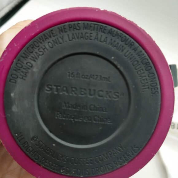 Starbucks Magenta Vacuum Stainless Steel Tumbler Clip on Handle 16 OZ Thermos - Picture 8 of 9
